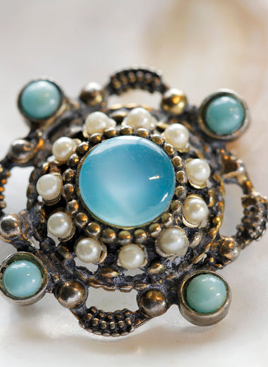 Seed Pearl Silver Brooch