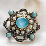 Seed Pearl Silver Brooch