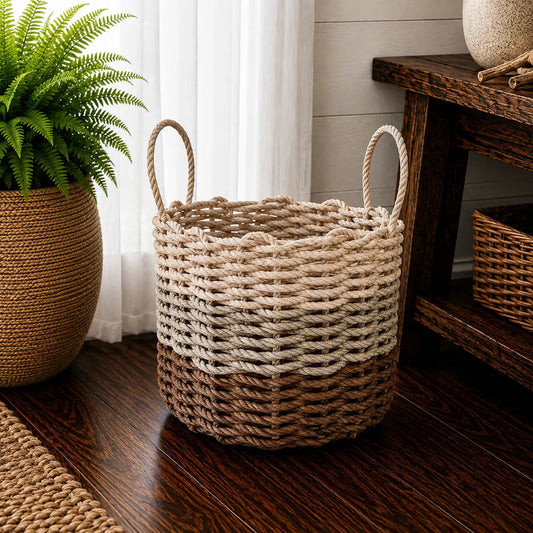 Brown, Tan & Light Tan Ombre Rope Basket