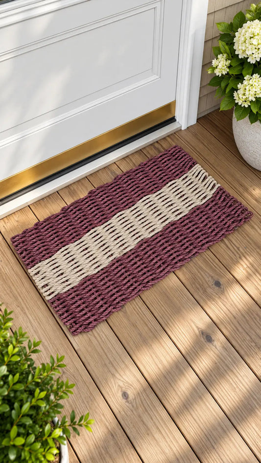 Burgundy & Tan Lobster Rope Doormat