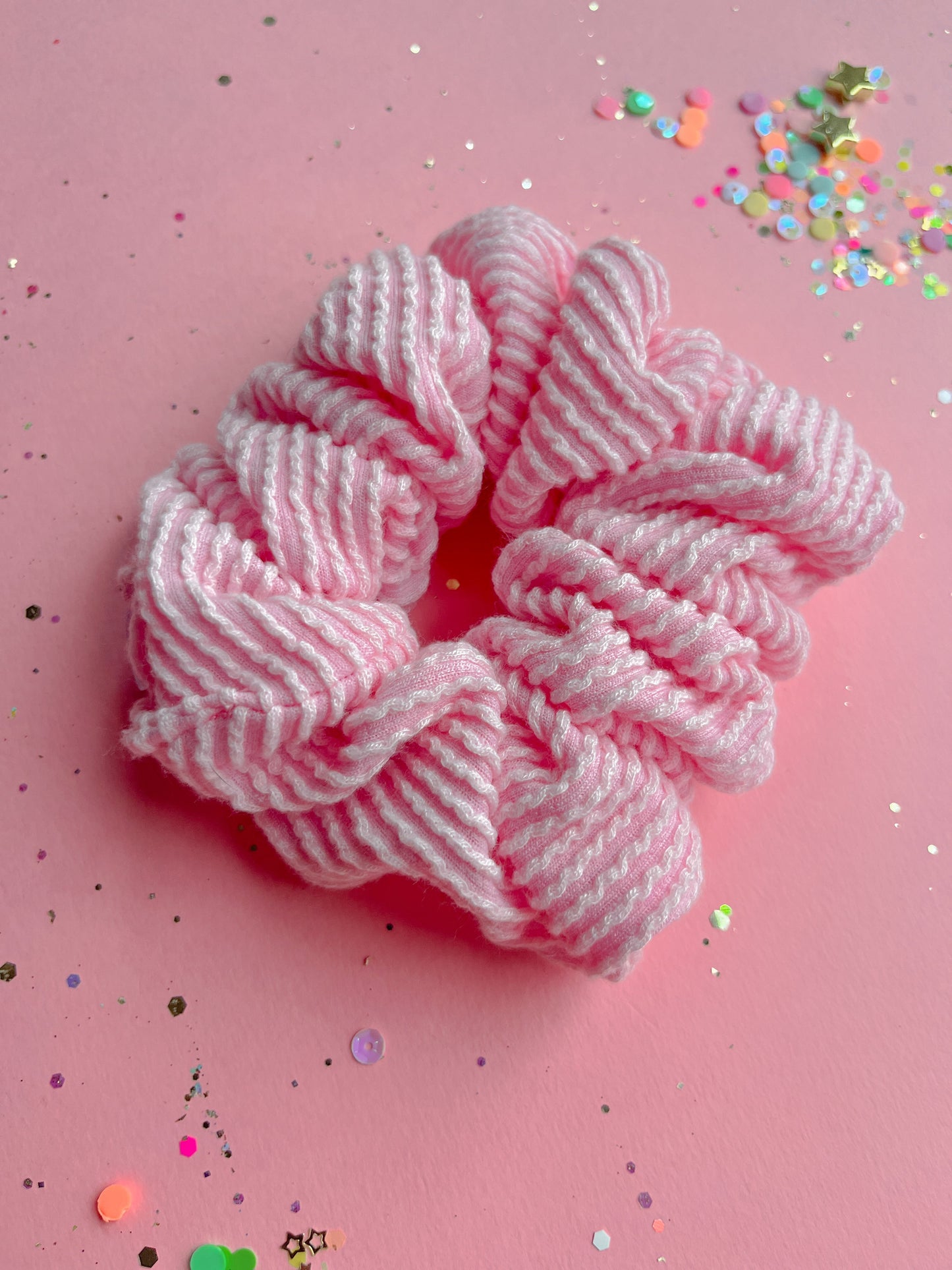Light Pink Ribbed Regular Scrunchy