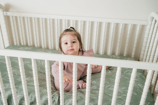 Organic Bamboo Cotton Blend Crib Sheet in Natural Oasis Willow