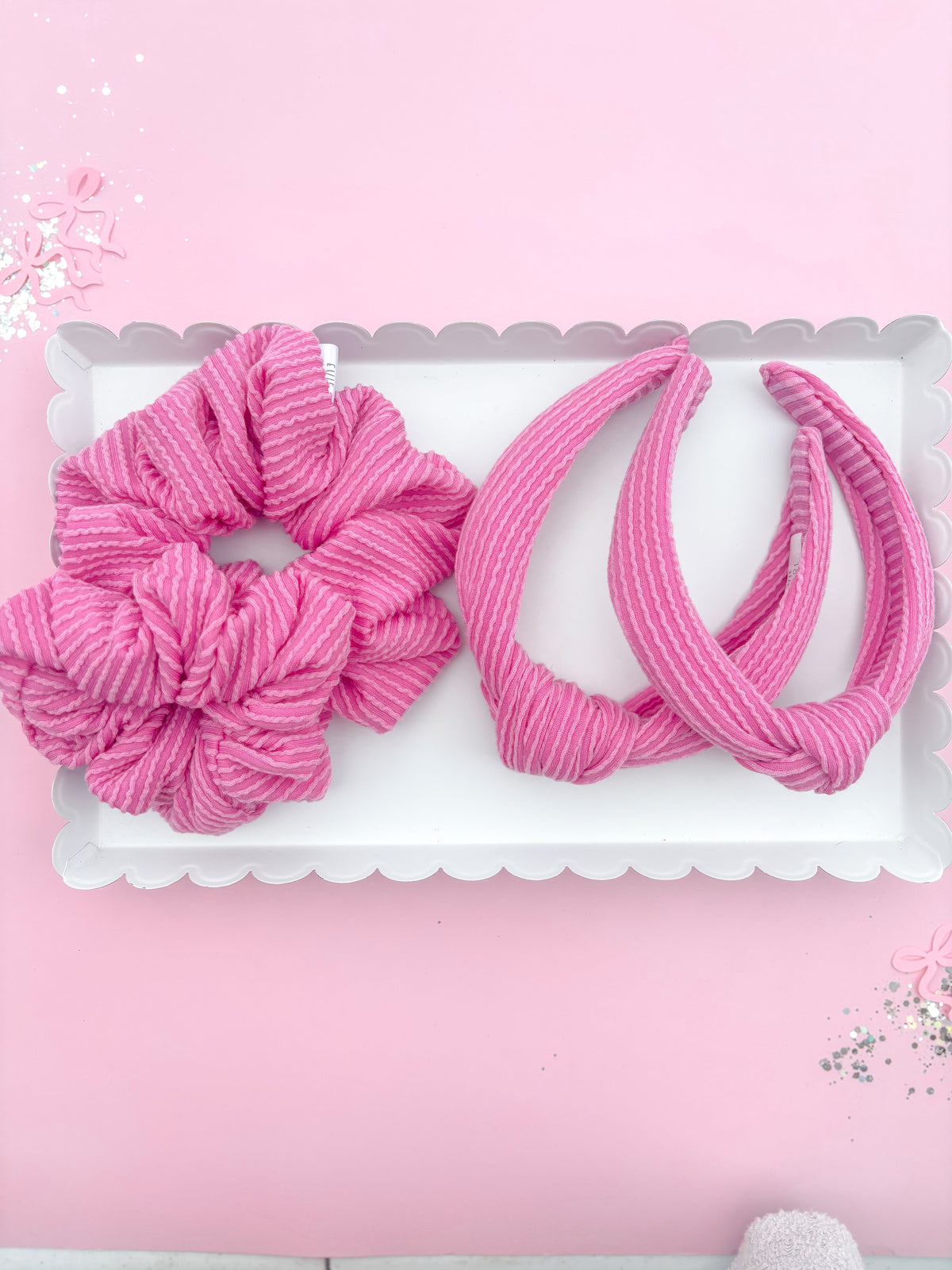 Taffy Pink Ribbed Oversized Scrunchy