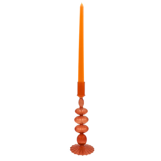Café Brown Glass Candle Holders – Pair