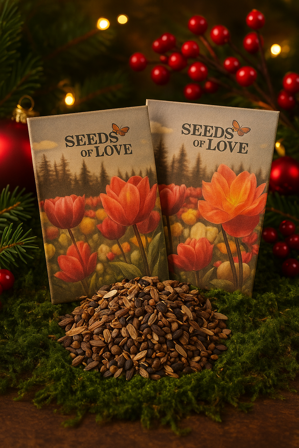 “Seeds of Love” Wildflower Packets (2-Pack) – Native Pollinator Mix | Perfect for Cards & Stockings