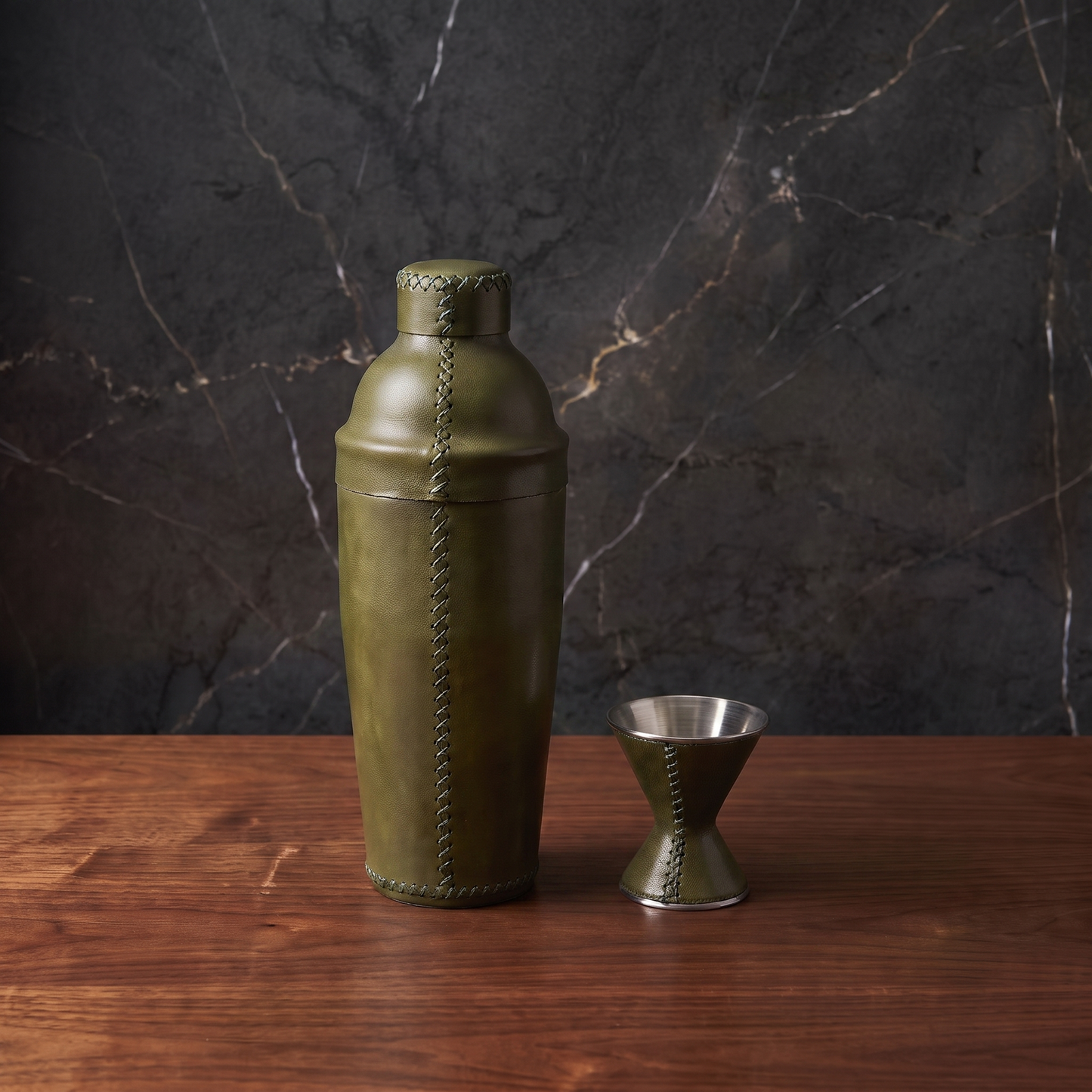 Coctelera | Leather Cocktail Shaker + Jigger