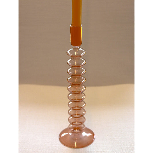 Coraline Peach Glass Candle Holders – Pair