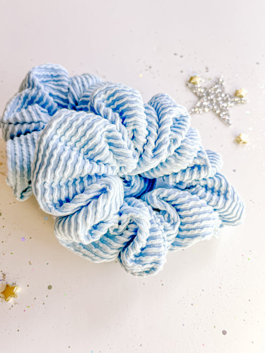 Baby Blue Ribbed Regular Scrunchy