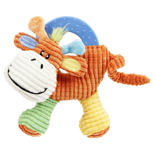 Pet Life ® 'Moo-cifier' Plush Squeaking and Rubber Teething Newborn Puppy Dog Toy