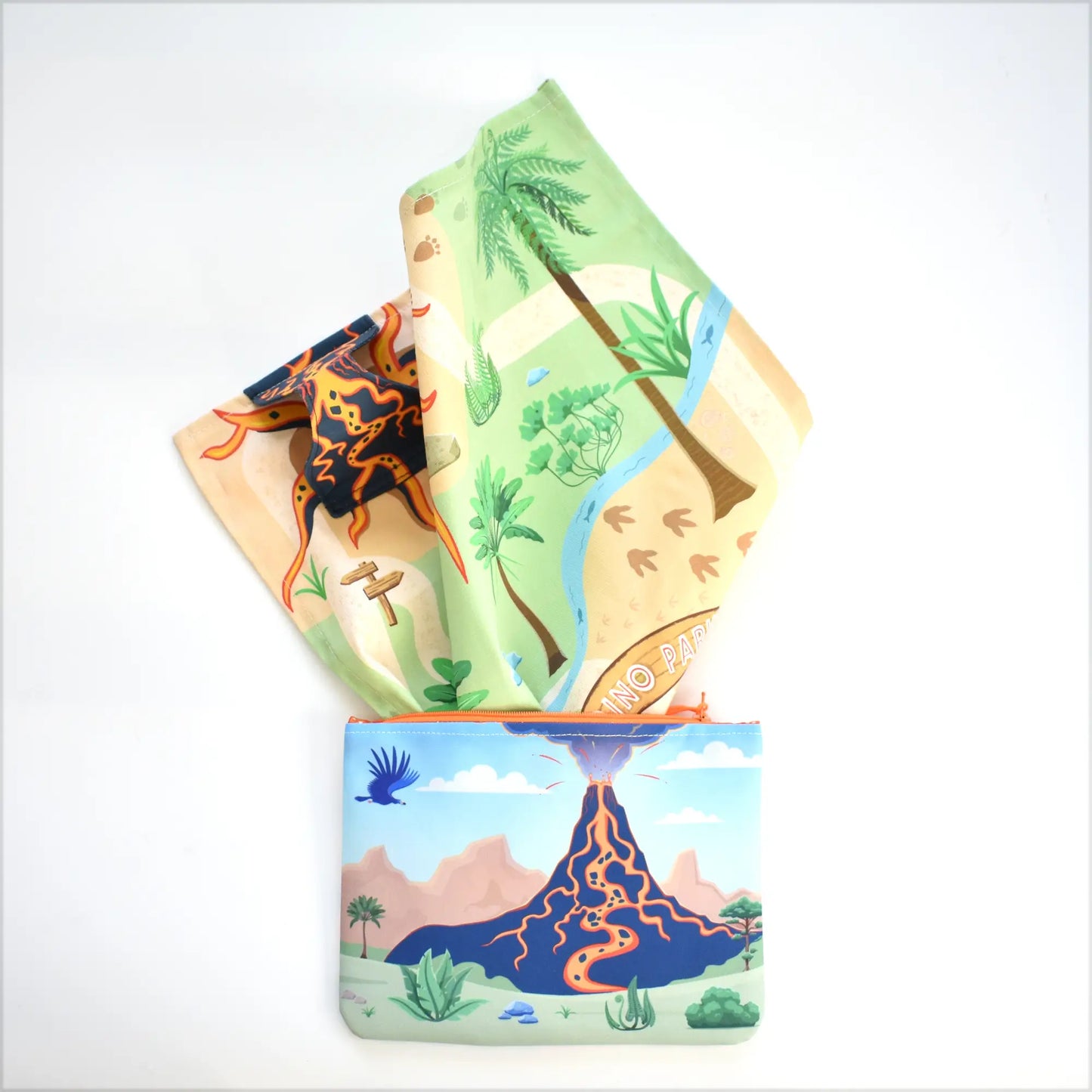 Dinosaur Play Mat & Travel Toy Pouch for Toddler Road Trips