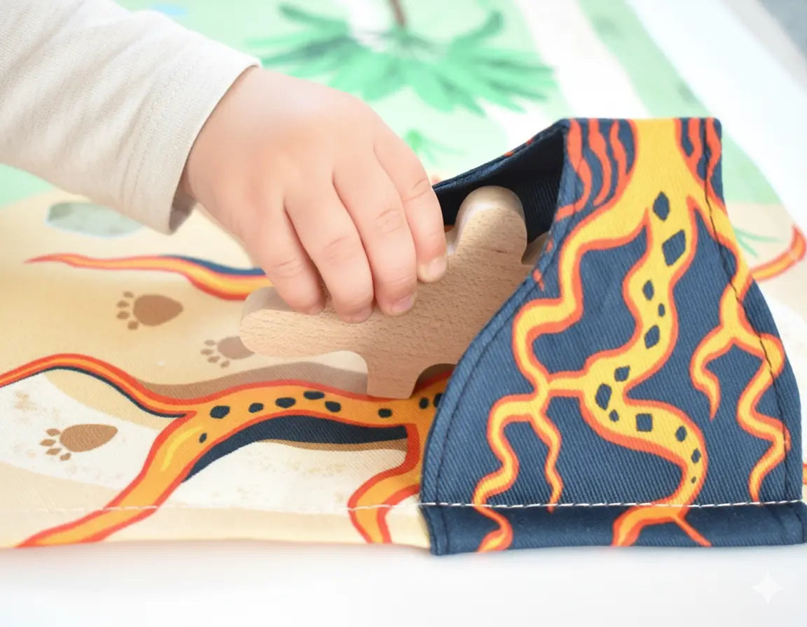 Dinosaur Play Mat & Travel Toy Pouch for Toddler Road Trips