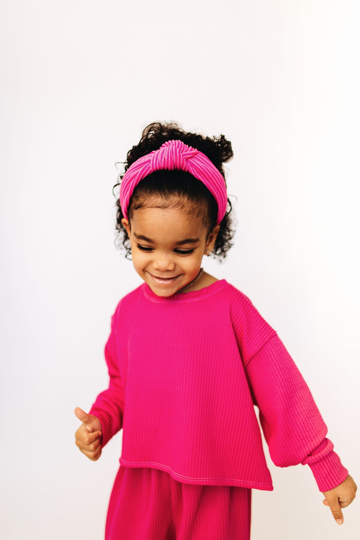 Hot Pink Ribbed Knotted Headband for Girls & Women
