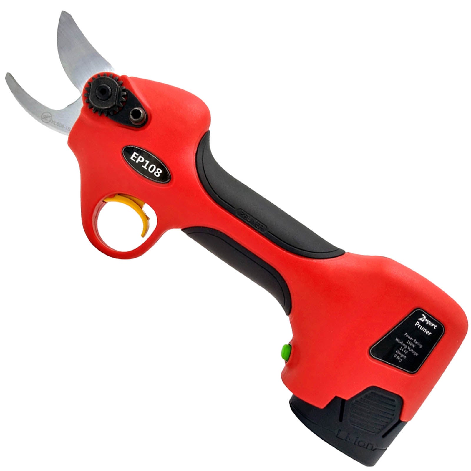 Cordless electric hand-pruner, 2 batteries, charger, 1-inch cut