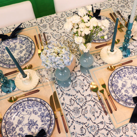 Eleanor Royal Blue Organic Cotton Tablecloth