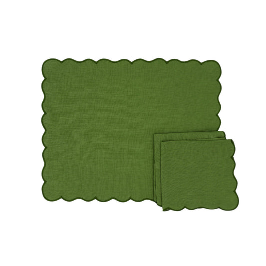Evergreen Wave Linen Placemats – Set of 4