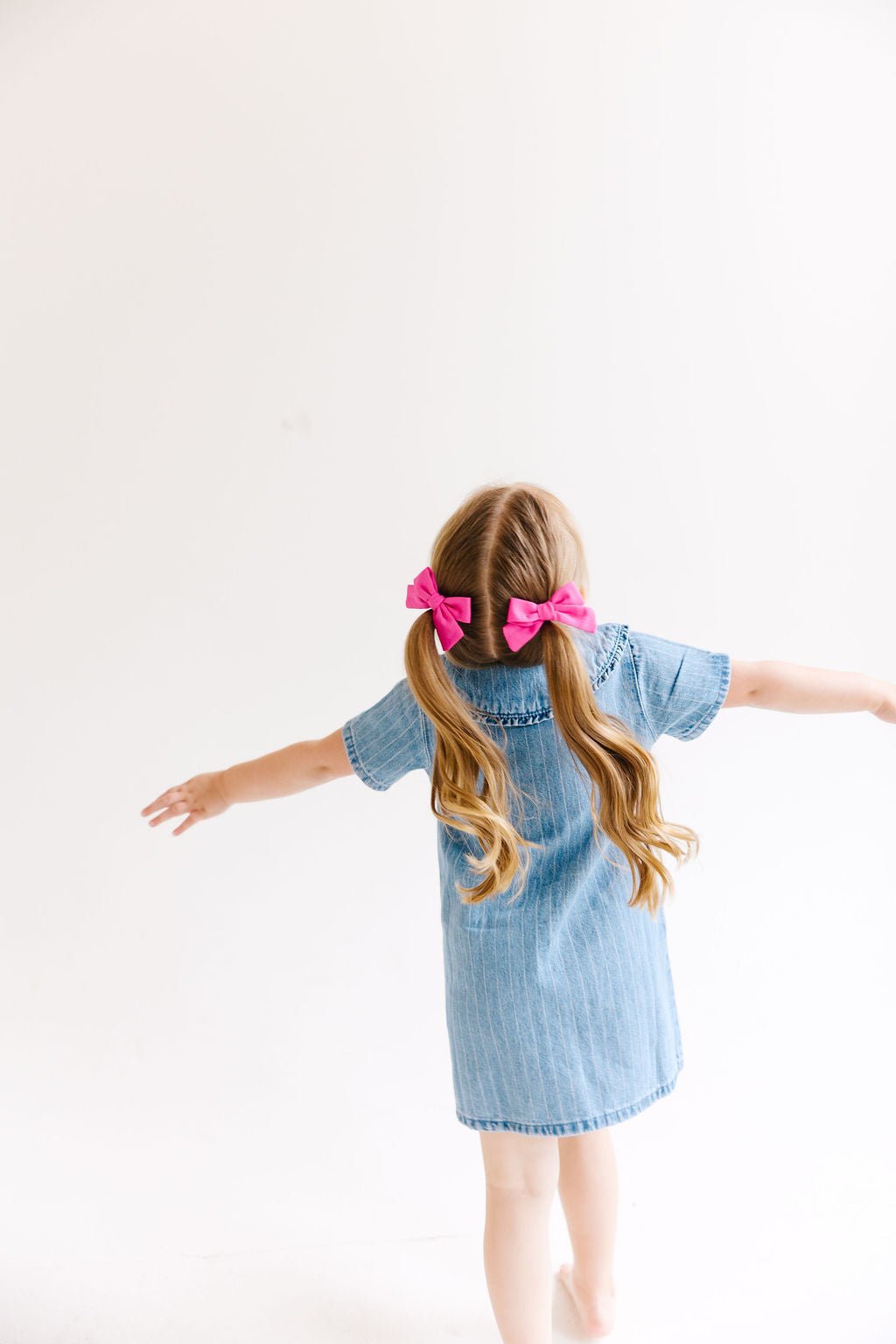 Red Mini Solid Pinwheel Pigtail Bow Set