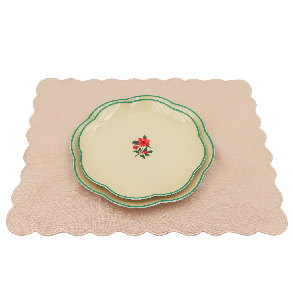 Fabled Flora Scalloped Dinner Plate - Case of 12 Plates (+3 Bonus Plates)