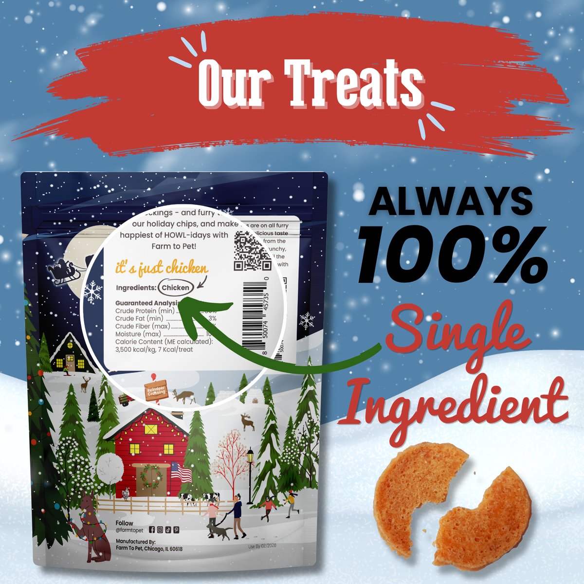 Holiday Chips Chicken & Turkey | Christmas Dog Treats 12oz