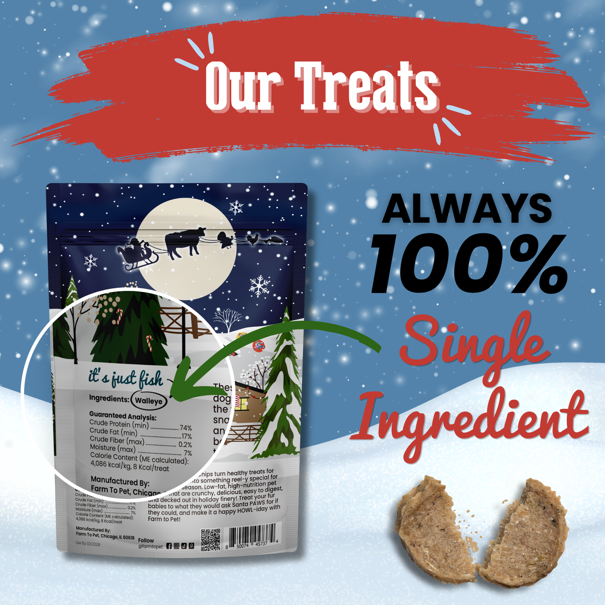 Holiday Chips Beef & Fish | Christmas Dog Treats 4oz