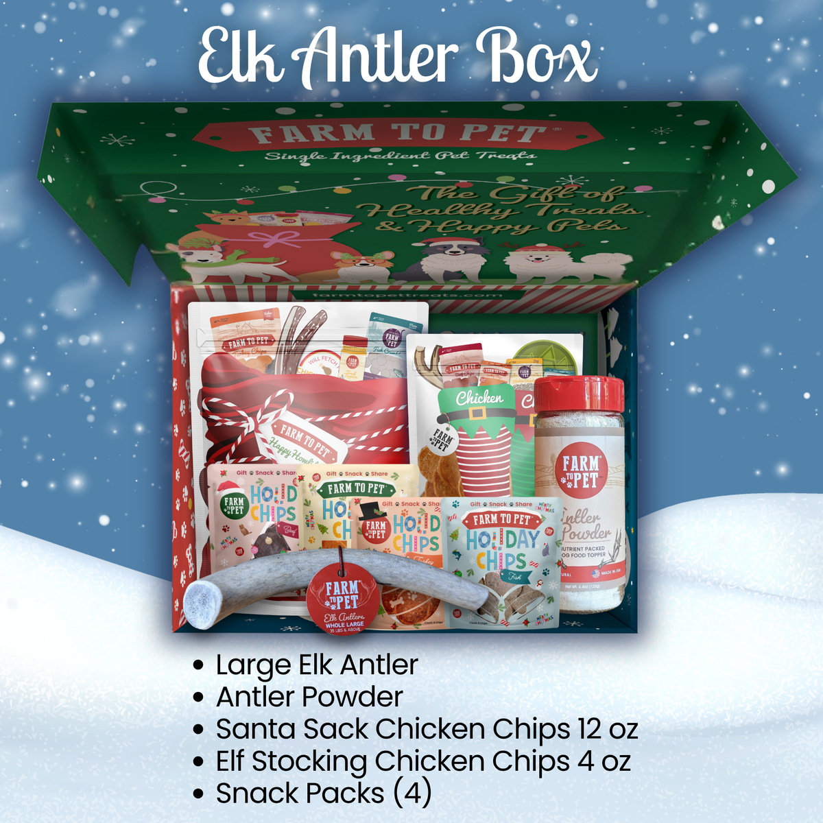 Elk The Halls Box | Antler Chew & Dog Treat Christmas Gift