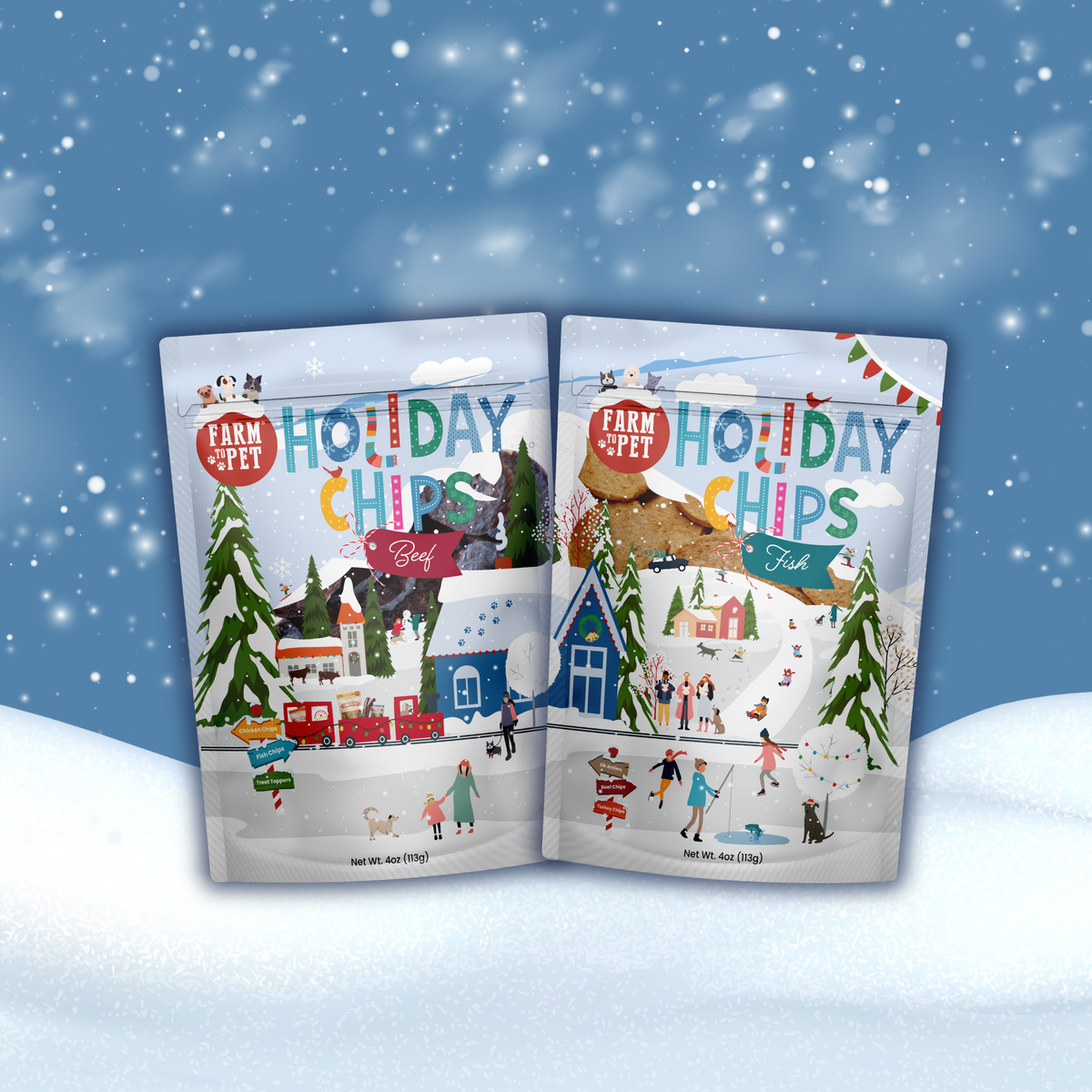 Holiday Chips Beef & Fish | Christmas Dog Treats 4oz