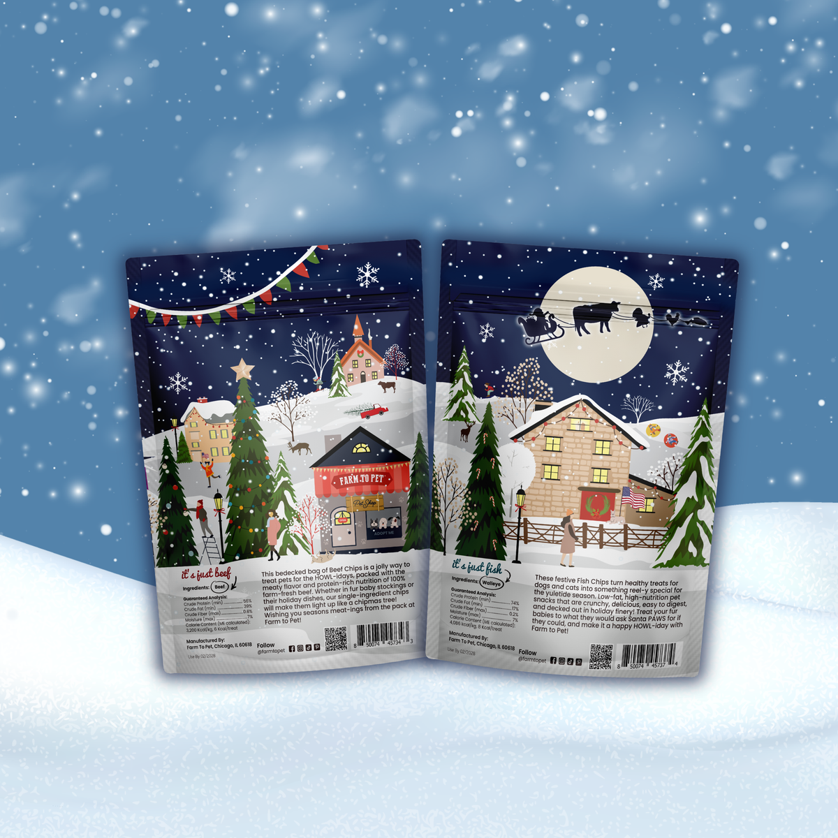 Holiday Chips Beef & Fish | Christmas Dog Treats 4oz