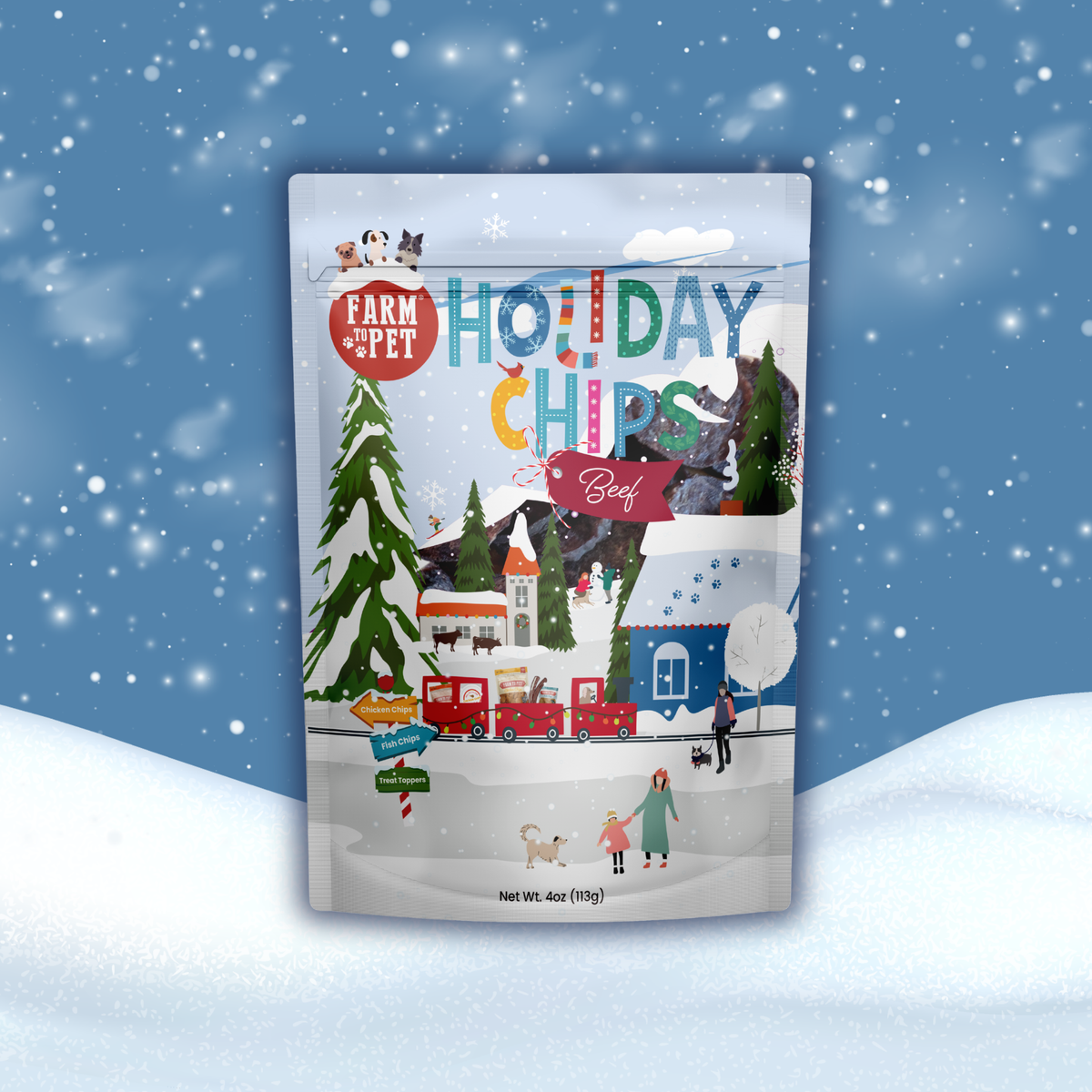 Holiday Chips Beef & Fish | Christmas Dog Treats 4oz