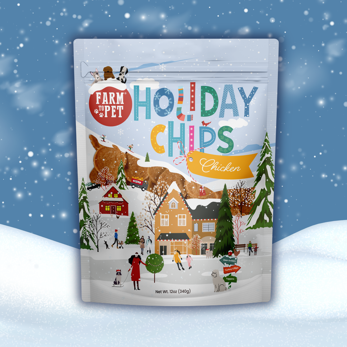 Holiday Chips Chicken & Turkey | Christmas Dog Treats 12oz