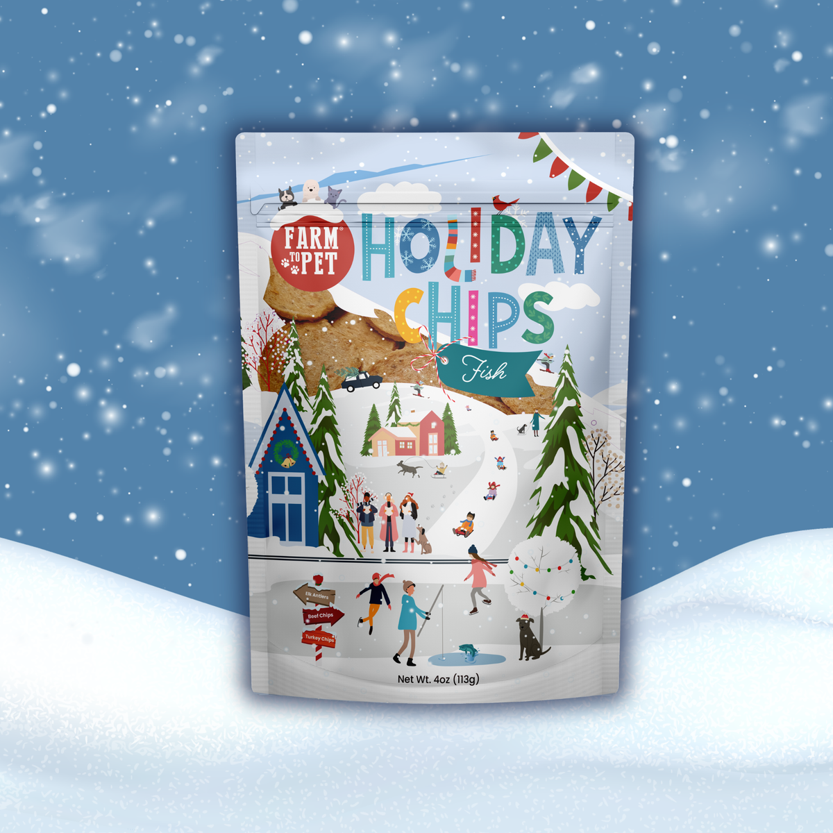 Holiday Chips Beef & Fish | Christmas Dog Treats 4oz