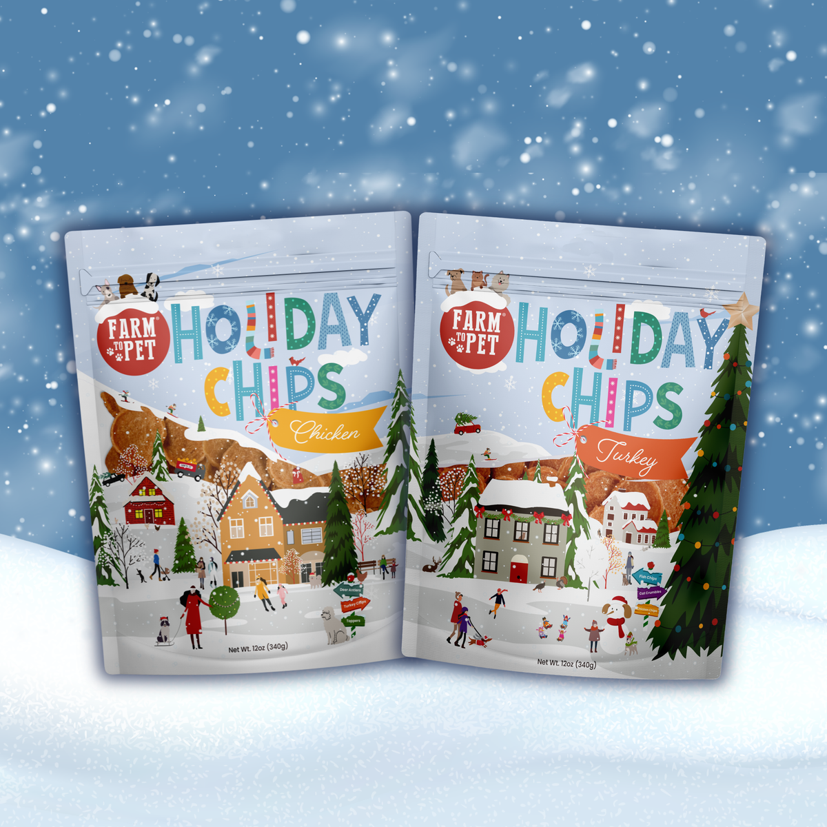 Holiday Chips Chicken & Turkey | Christmas Dog Treats 12oz
