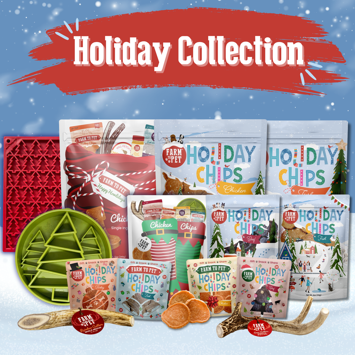 Holiday Chips Chicken & Turkey | Christmas Dog Treats 12oz