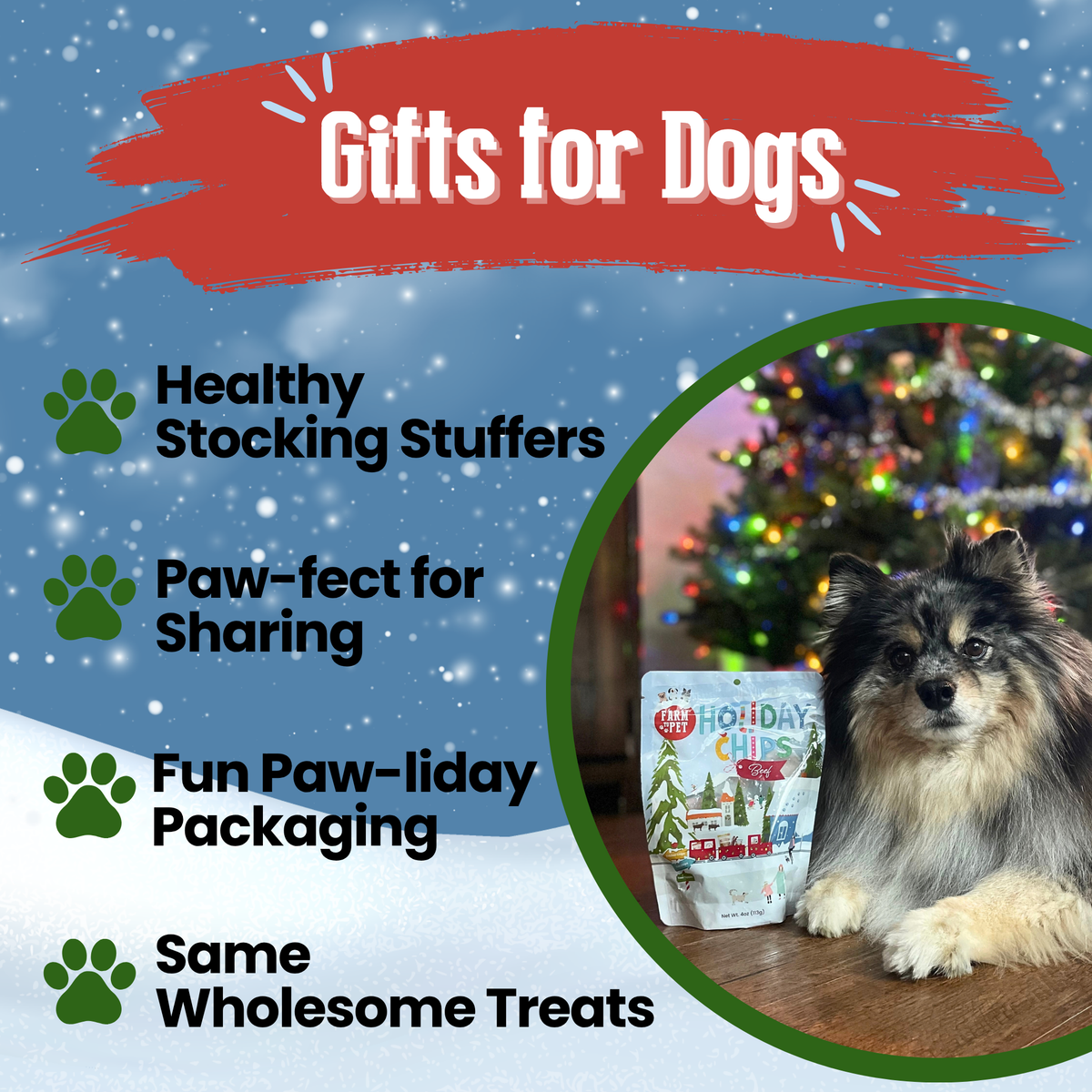 Holiday Chips Beef & Fish | Christmas Dog Treats 4oz