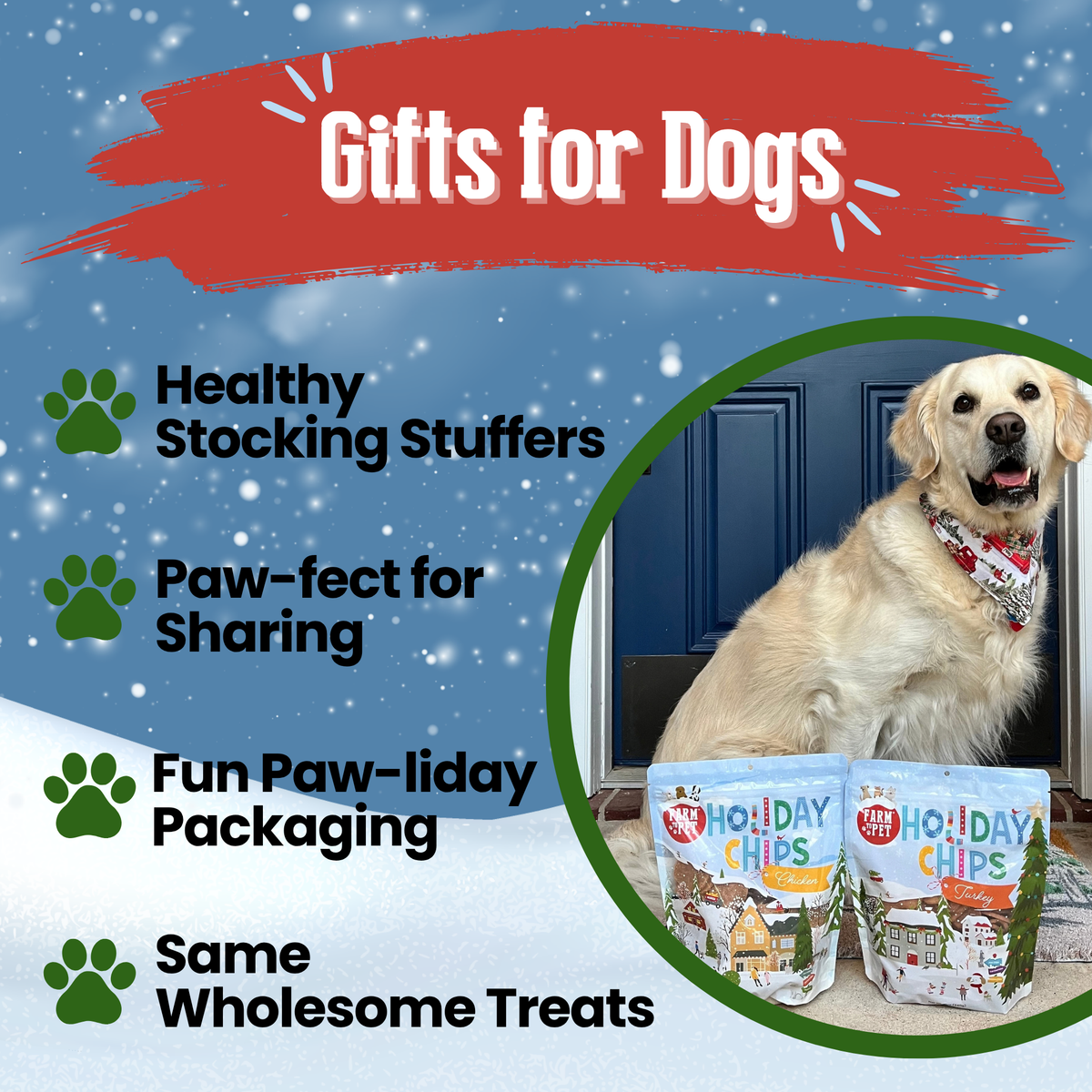 Holiday Chips Chicken & Turkey | Christmas Dog Treats 12oz