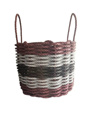Five Stripe Rope Storage Basket Burgundy, Gray and Black