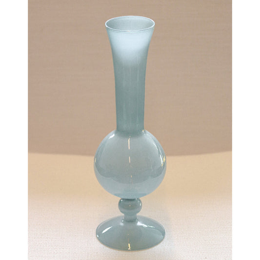 Frosted Blue Haze Glass Vases – Pair