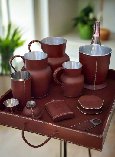 Grande | XL Rectangle Ottoman Tray with Embroidered Handles