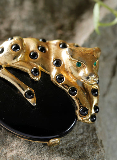 Gold Leopard Brooch&nbsp;