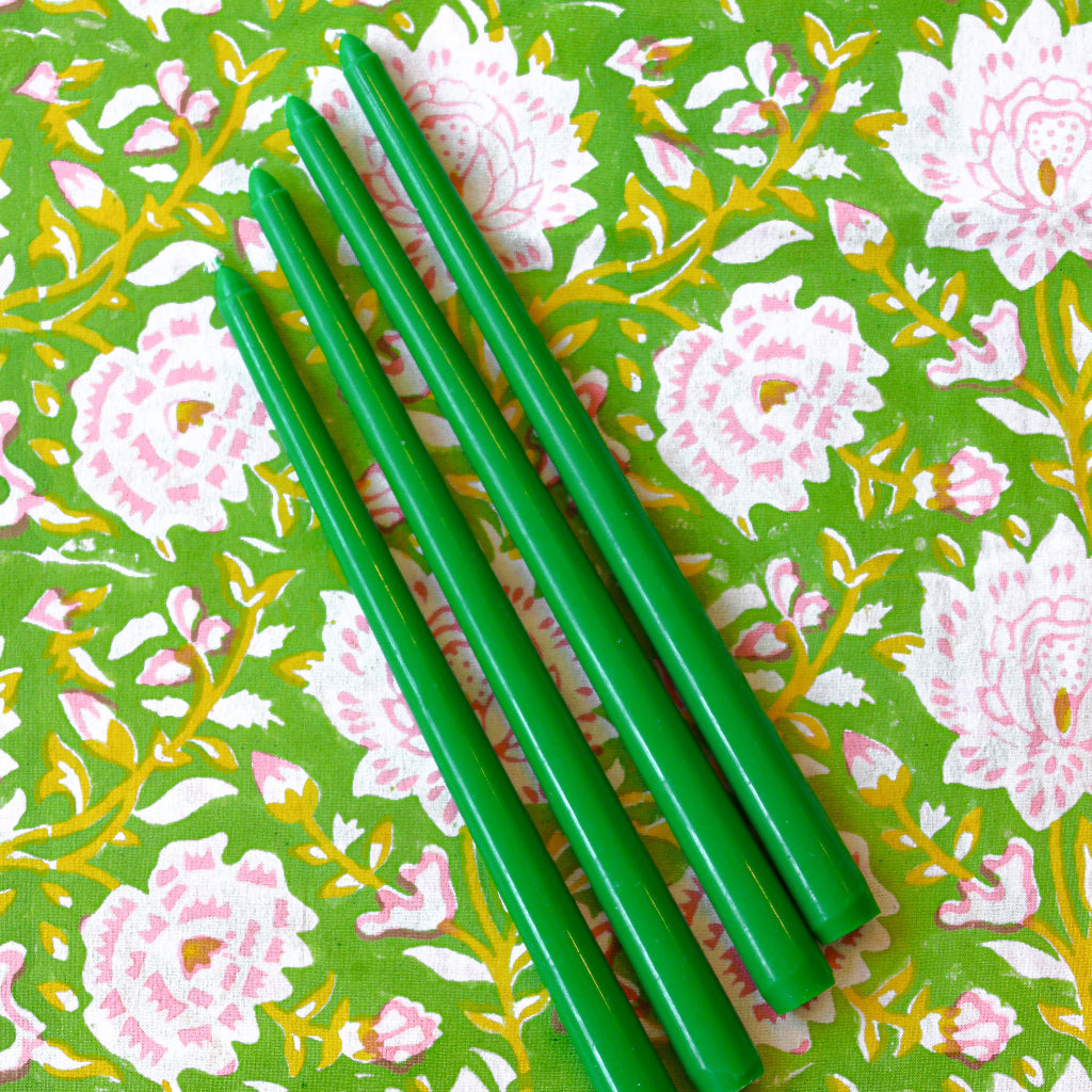 Extra Tall Grass Green Taper Candle, 1 Case of 24 Packs (4 Candles per Pack)