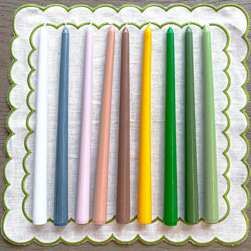 24 Extra Tall Grass Green Taper Candle - 6 Packs of 4