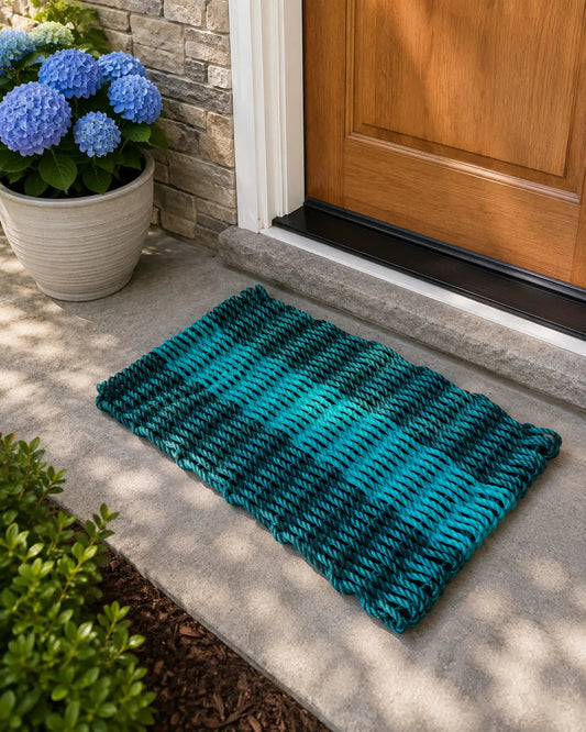 Hunter Green & Teal Lobster Rope Doormat