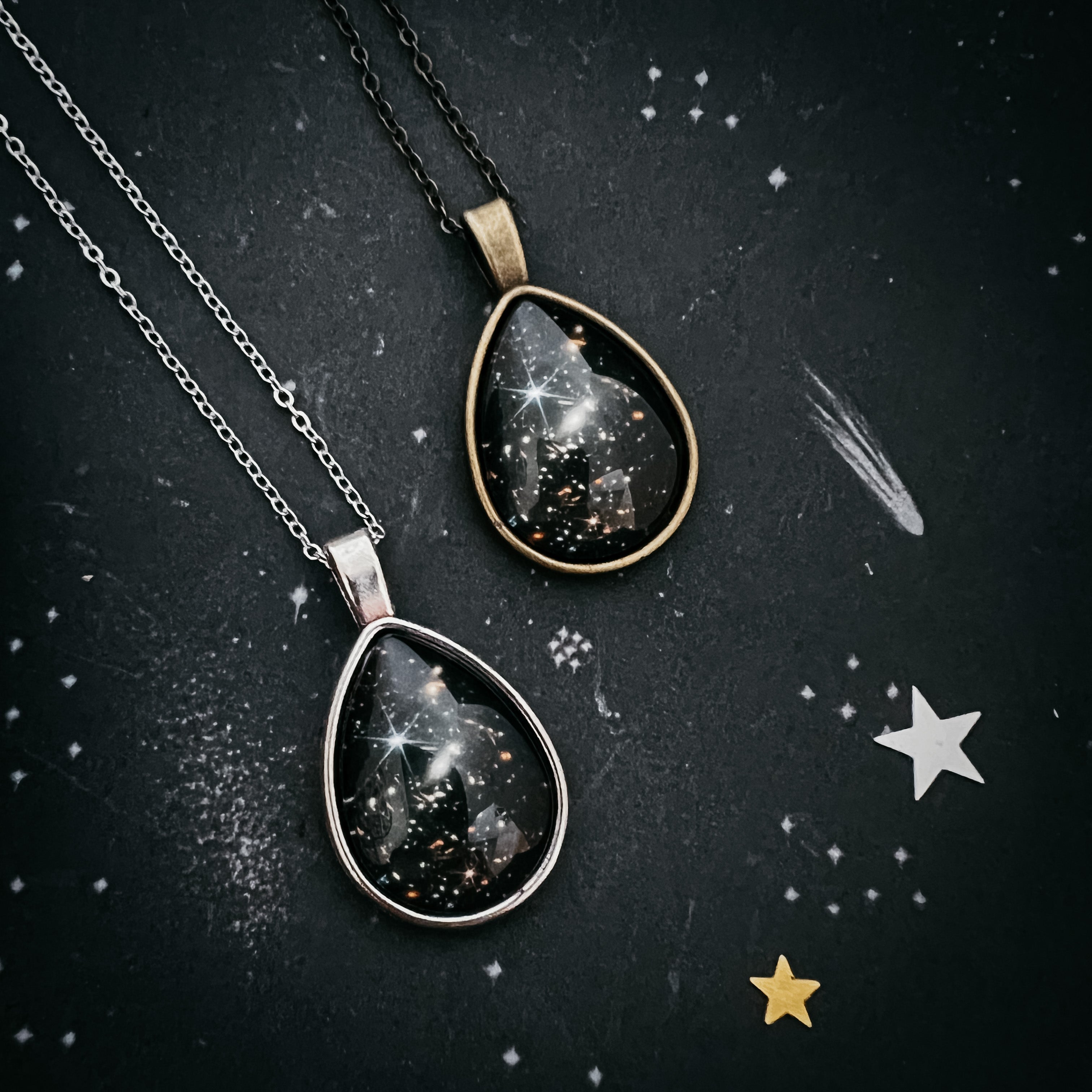 JWST Deep Field Drops in Cosmic Ocean Teardrop Necklace – Click