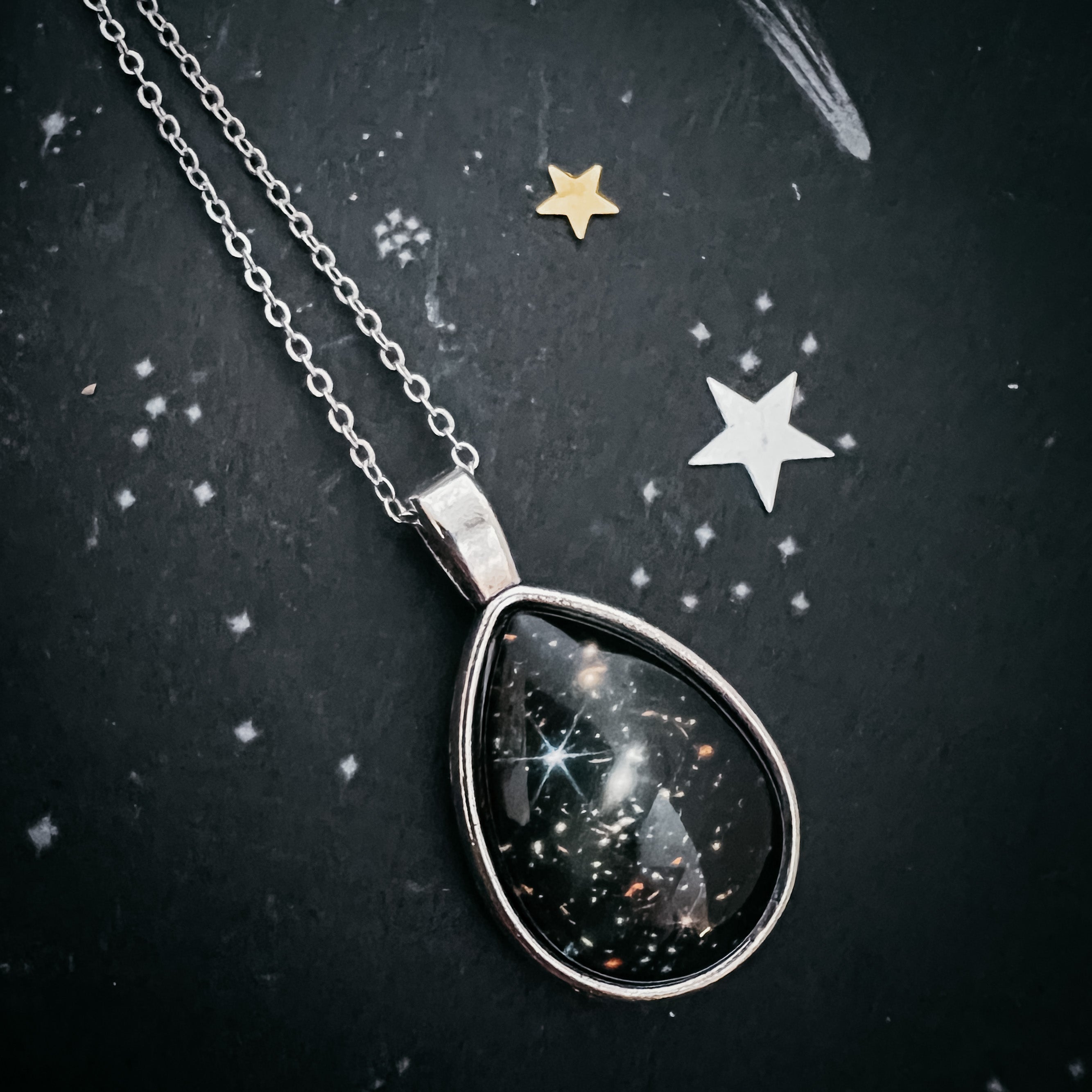 JWST Deep Field Drops in Cosmic Ocean Teardrop Necklace – Click