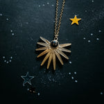 Dark Before the Dawn Sunburst Pendant Necklace with Copper Lapis Lazuli