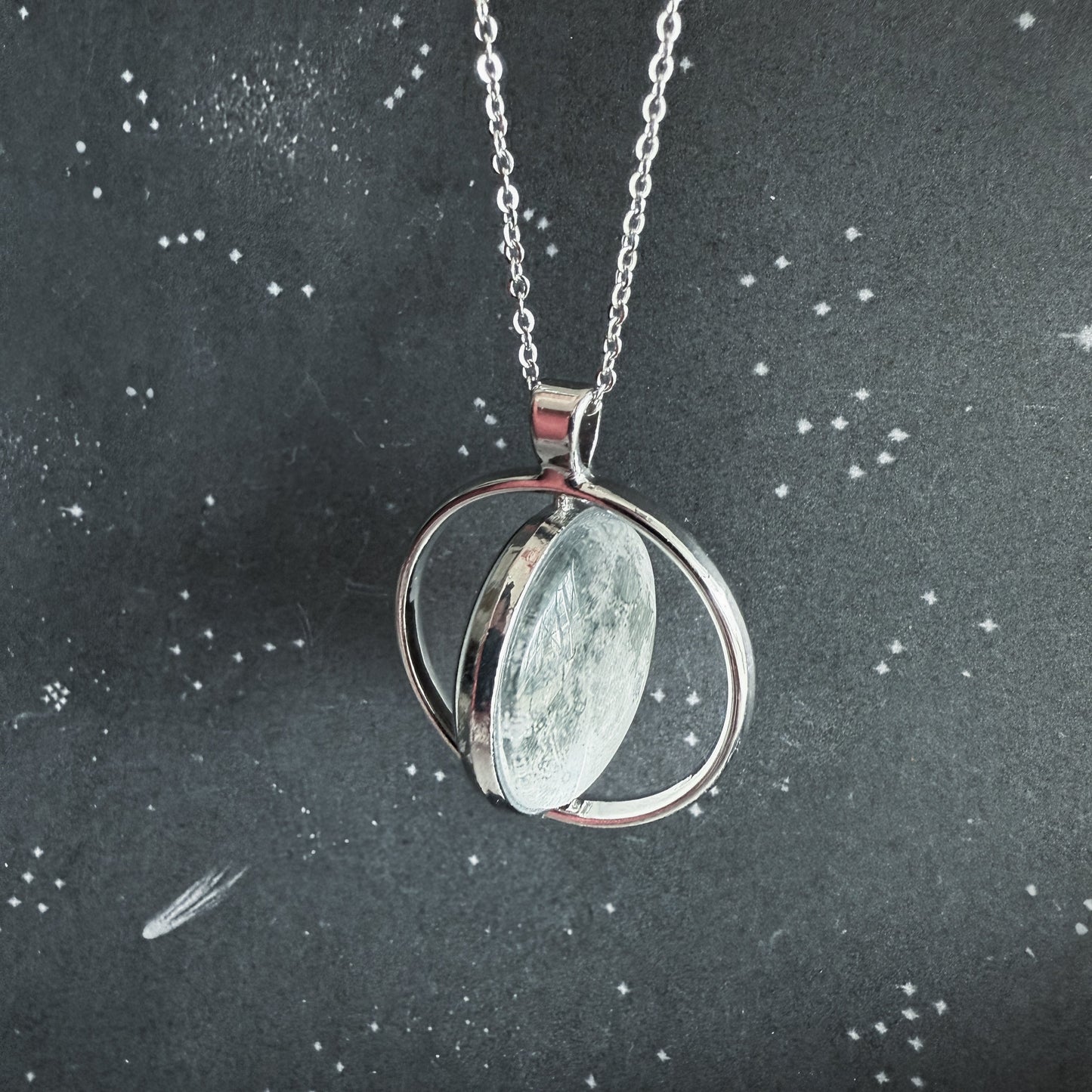 Full Moon Double Sided Fidget Pendant Necklace