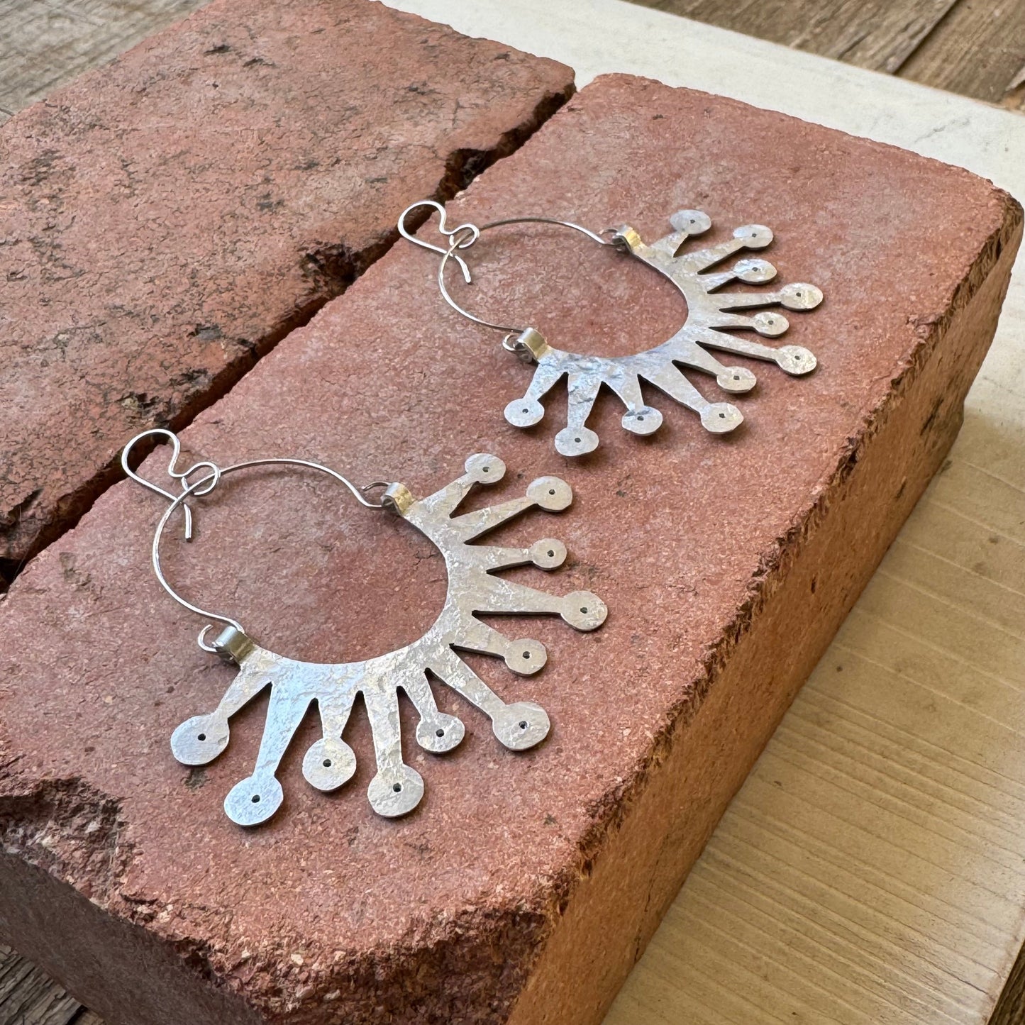 Atomic Sunburst Hoop Earrings: Mid Century Modern Inspired