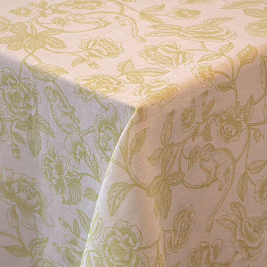 Ivory Flora Parlour Premium Linen Tablecloth
