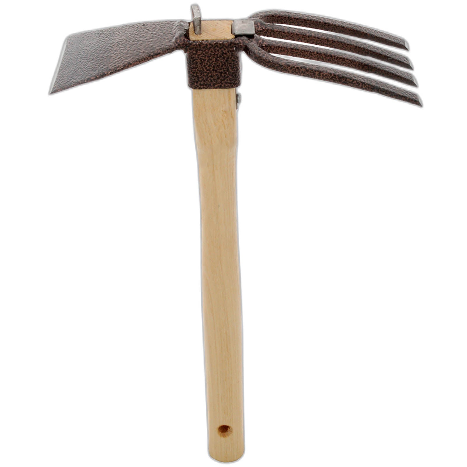 Steel Hoe/Fork Combo, 4-prong Fork and 15-inch ash handle
