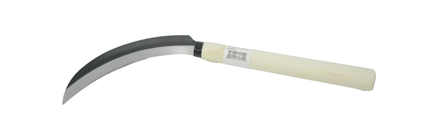 Non-serrated 6.5-inch blade sickle with wood handle