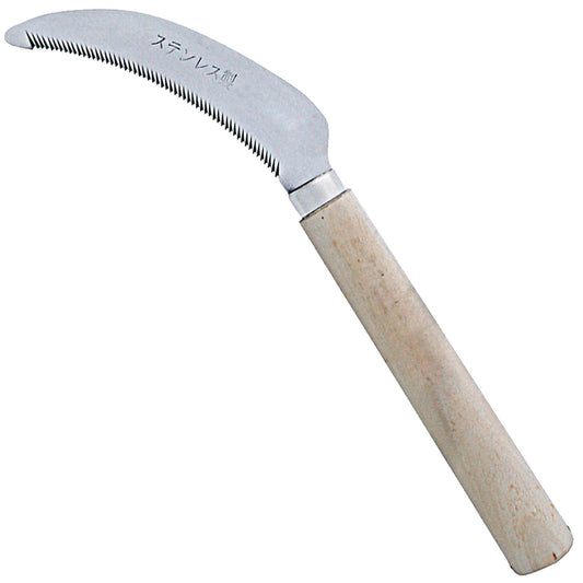 4-inch Deep Serration Stainless Blade, Weeder Sickle, wood handle