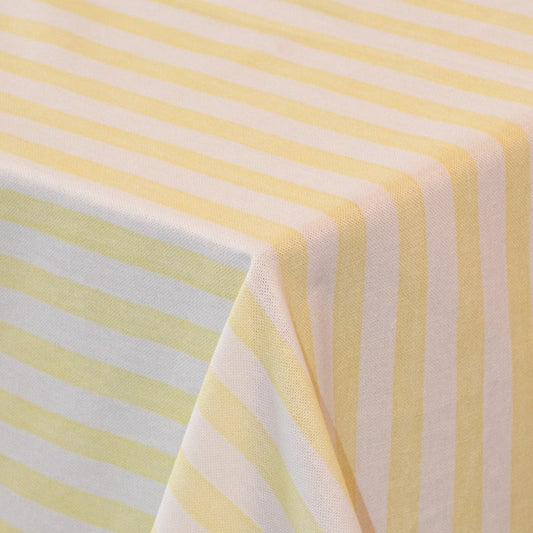 Buttercream Yellow Stripe Cotton-Linen Tablecloth